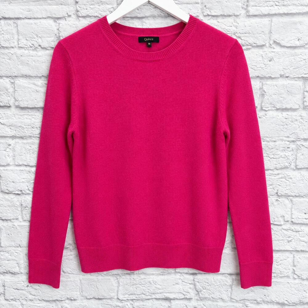Quince Cashmere Sweater Women's Size M Hot Pink Crewneck Pullover